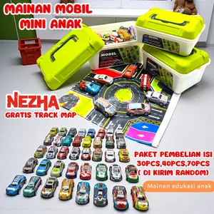 SET BOX Mobil Mini Mainan Anak Pullback Mix Colorfull Racing Car Besi Mini Cars Kids Toys Free Peta Jalan
