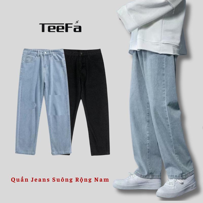 Quần jeans nam ống suông rộng SR01 Quần Jean nam ống suông Quốc Dân Menswear Pants Xanh Có Túi Đen quần jean trắng