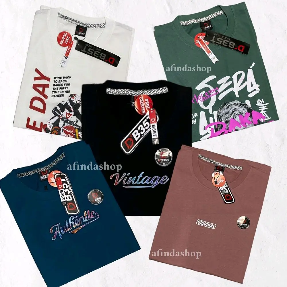5 PCS KAOS DISTRO ANAK TANGGUNG | UKURAN M | MIX BRAND | BAHAN SEMI KATUN