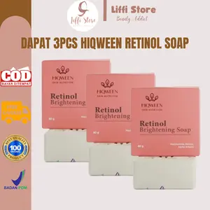 [DAPAT 3PCS] Hiqween Sabun Retinol Brightening Soap Sabun Cuci Muka Retinol BPOM Mencerahkan