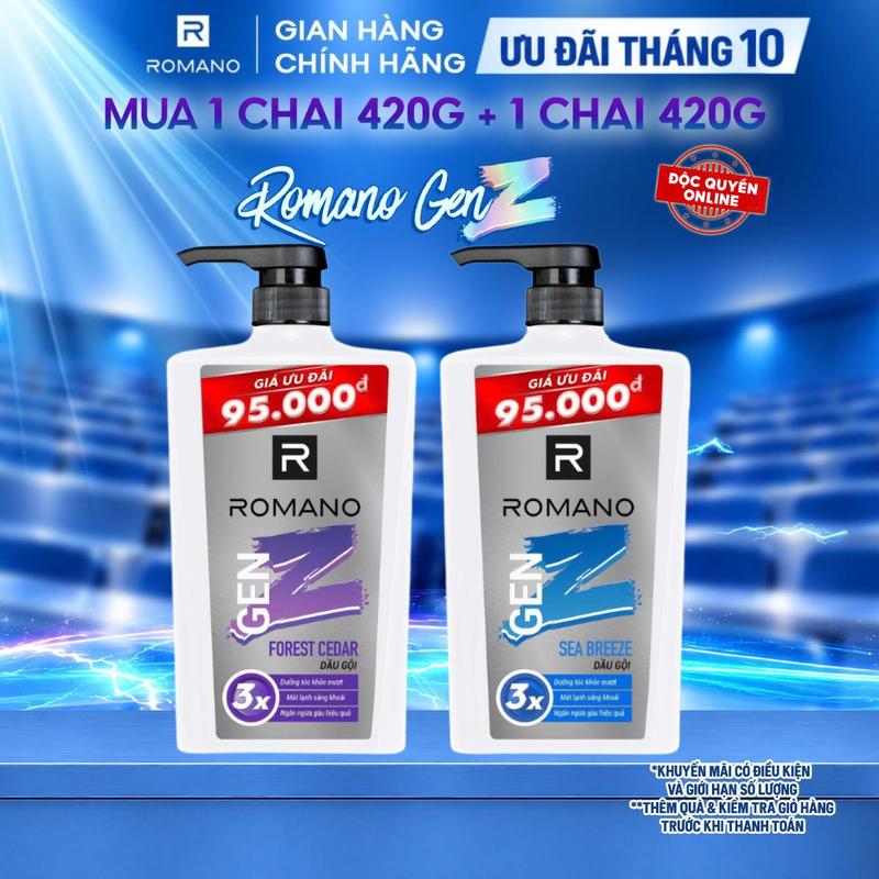 Dầu gội Romano GenZ hương Forest Cedar/ Sea Breeze 420G