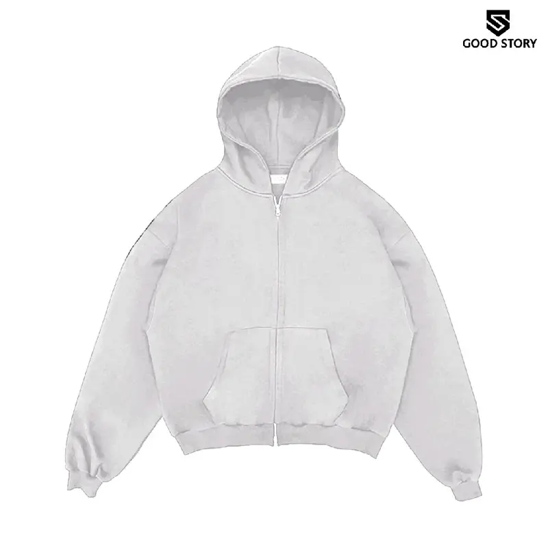 Double Zipper Hoodie Boxy Polos Pria & Wanita Bahan Tebal Size M - XXL 2