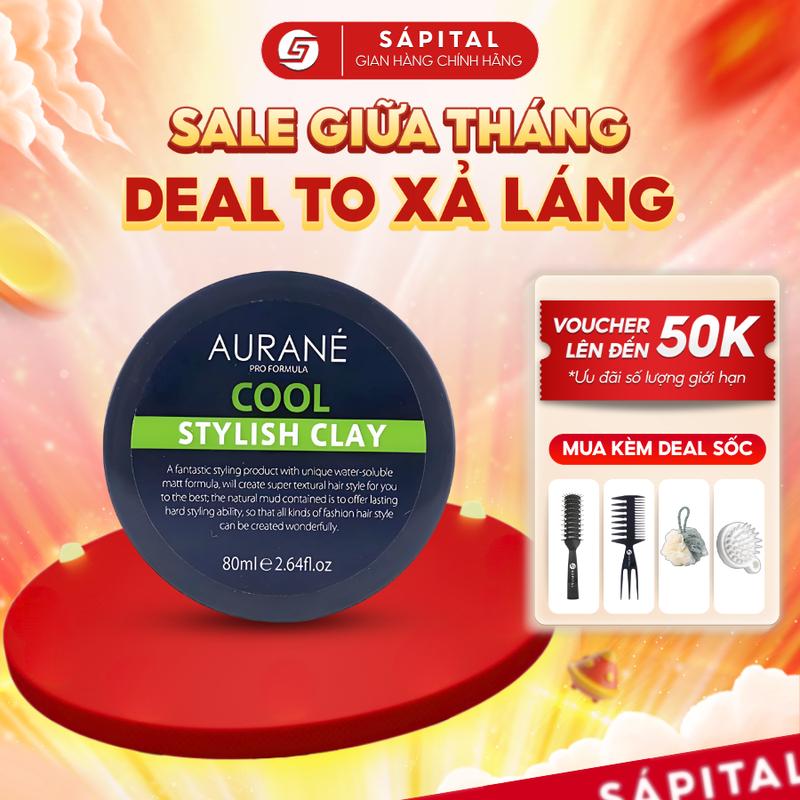 Sáp vuốt tóc Aurane Cool Stylish Clay 80ml – Hỗ trợ chăm sóc tóc -  Giữ nếp khoảng 10 đến 12 tiếng – Hỗ trợ Dưỡng Tóc Kiềm dầu thừa, mồ hôi – Tặng kèm lược bán nguyệt Chaoba