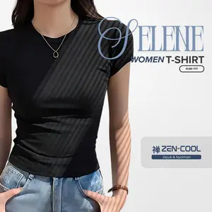 PIKORA | Selene Kaos Slim Fit Premium Korea - Kaos Leher Bulat Wanita Y2K, Atasan Rajut Seksi, Elastis Nyaman, Dapat Digunakan sebagai Pakaian Kebugaran, Kaos Warna