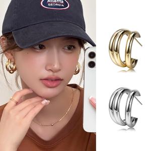 EAR PARTNER-メタルクールスタイルのイヤリング、高級感のある女性向け、大きめのイヤースタッド、2021年最新ベストセラー（eh-2309）