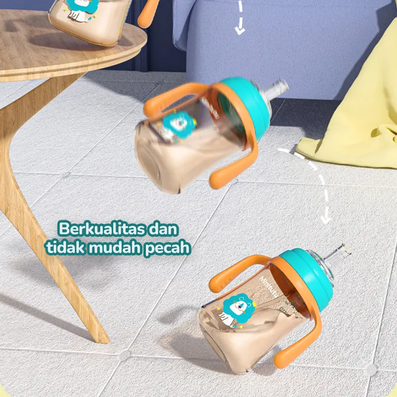 Minitutu PP 3in1 Botol Bayi Training Cup Anti Sedak Botol Susu Bayi 9 Bulan Keatas BPA Free BB44 7