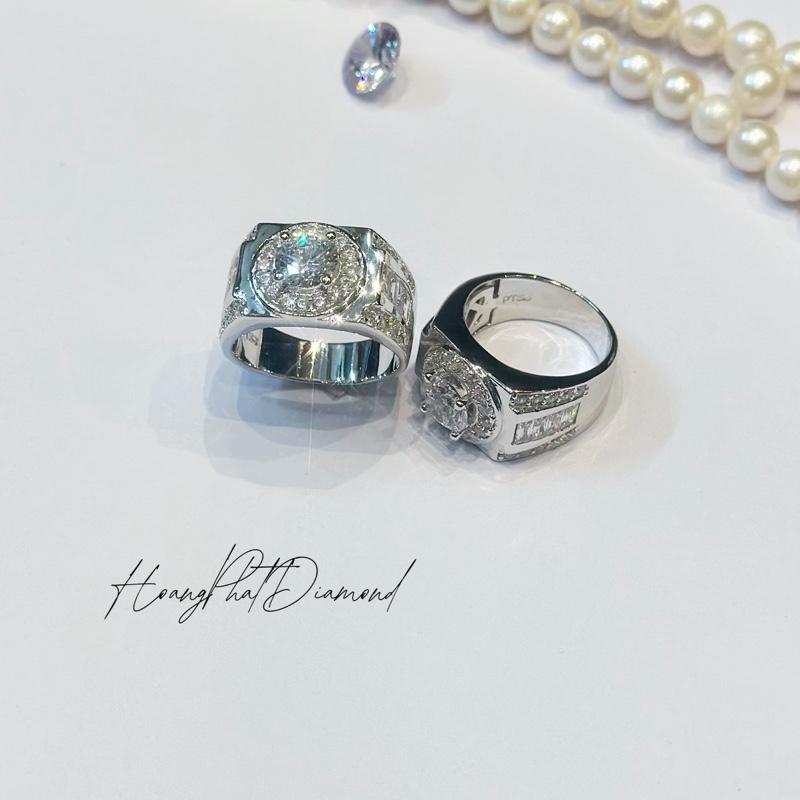 [ Hoàng Phát ] Trang Sức Nhẫn Bạc Ý 925 Nhẫn Nam Vip 5 Đế Tròn X.o.à.n Nam Mỹ Xi Kim (NN05)