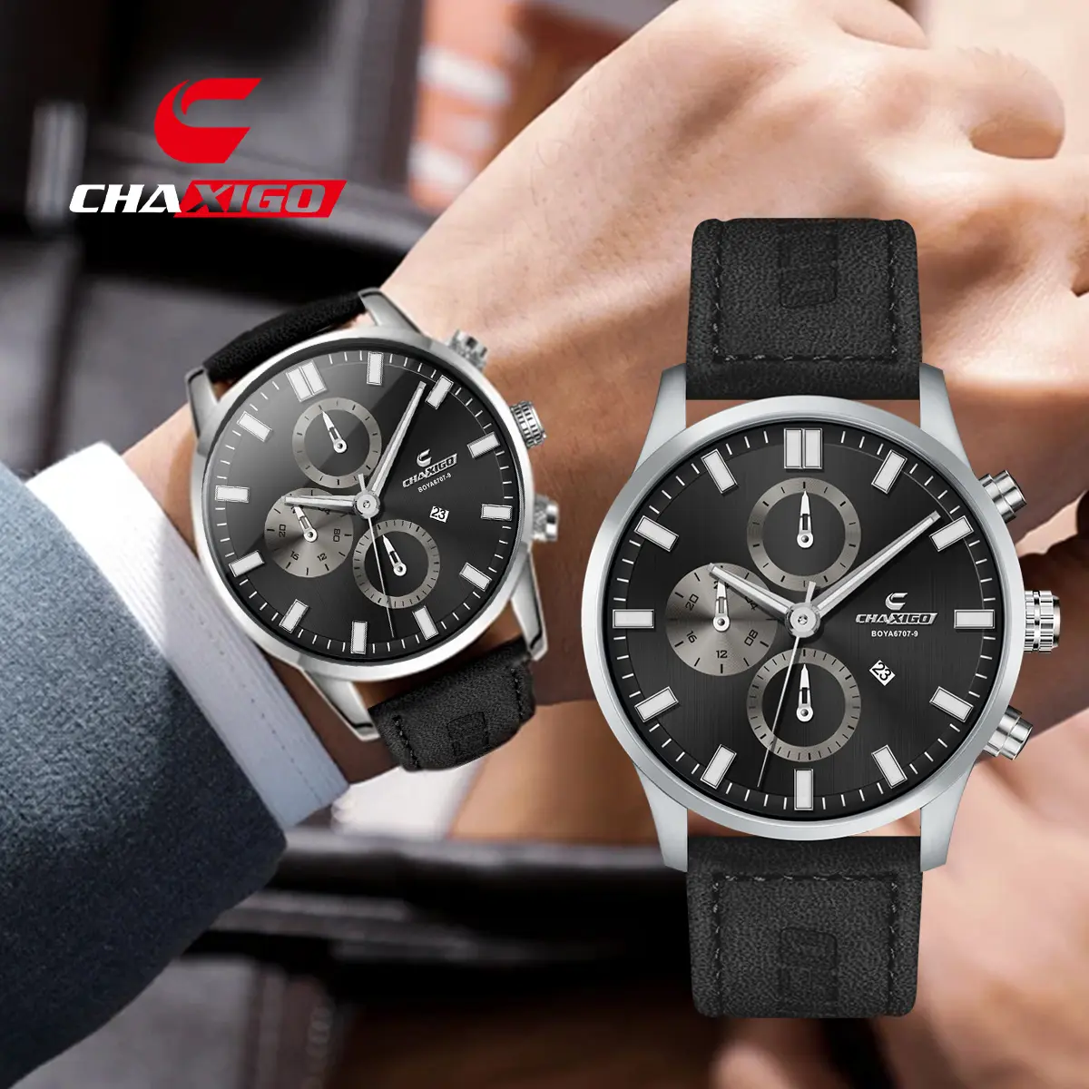 Thắt Lưng Da Công Sở Nam, CHAXIGO, Đồng Hồ Thạch Anh Chống Thấm Nước, Đa Chức Năng, Có Lịch, Dạ Quang, Thích Hợp Cho Học Sinh, Đồng Hồ Dạ Ngày Thường Ngày, Đồng Hồ Thạch Anh Mặt Số Lớn Chất Lượng Cao, 6707-9