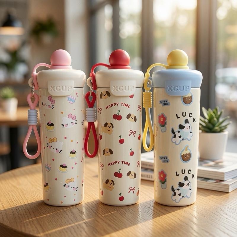 UGOO Bình Giữ Nhiệt 600ML Hoạ Tiết Mèo Con Dễ Thương Tặng Móc Khóa Trang Trí…