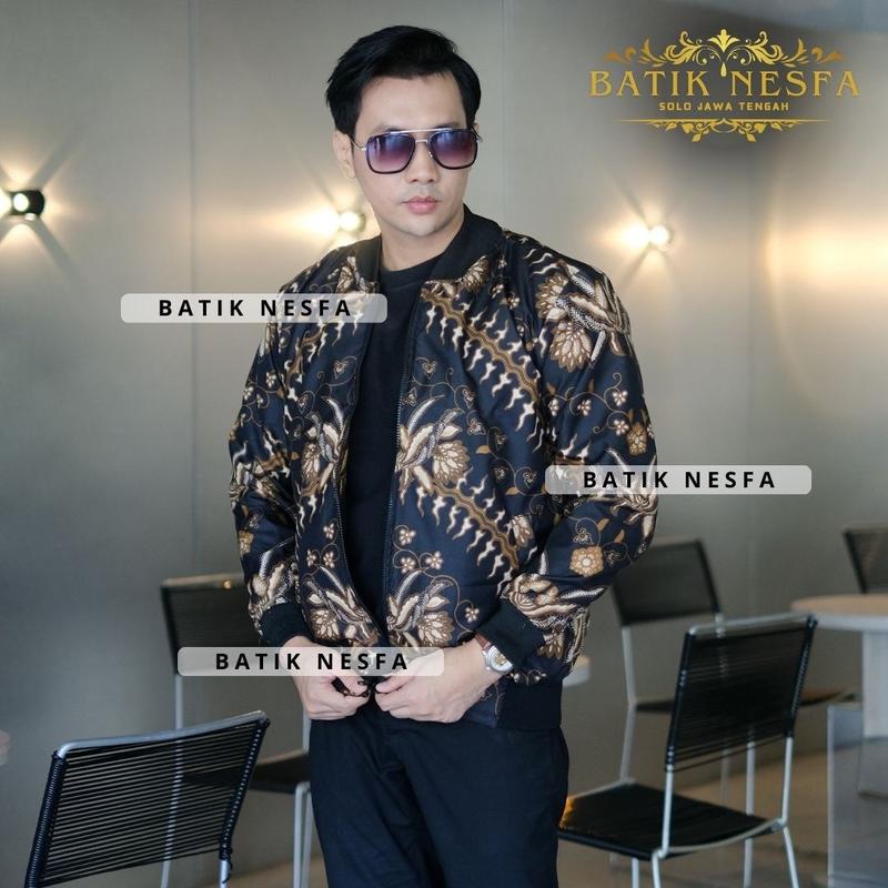 Jaket batik bomber pria keris hitam murah berkualitas 1