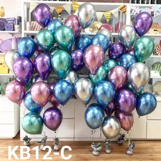 KB12-C Balon latex 12 inch 30 cm krom chrome asli tebal satuan (Balon Latex Bulat) yamama baking