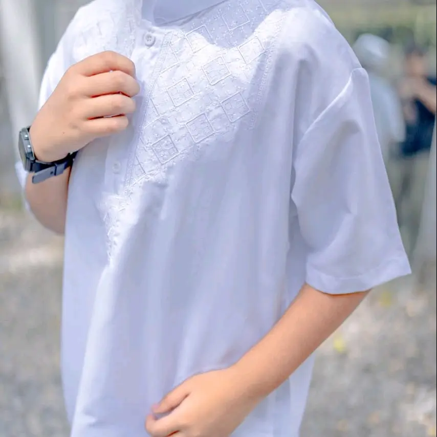 busana muslim#setelan Koko putih pakistan Katun Katun Katun Setelan Kurta