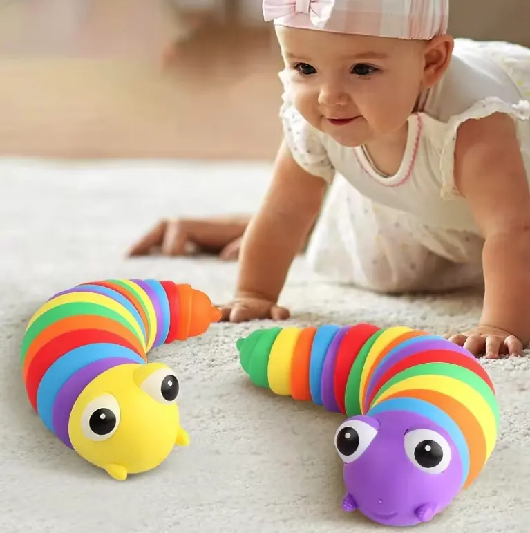 Sensory Play Pop It Mainan Edukasi Anak Murah Ulat dan Siput Warna Pelangi Lucu Usia 2 3 4 5 6 7 8 9 10 11 12 13 Tahun Toys Bayi 7