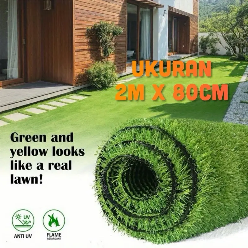 Rumput Sintetis Swiss Ukuran 200cm x 80cm - Rumput Sintetis Full Hijau Indoor/Outdoor