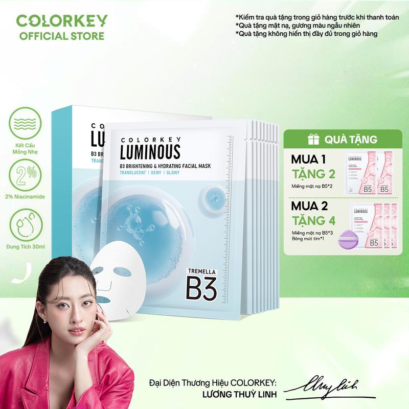[NEW] 1 Hộp 10 Miếng Mặt Nạ Giấy COLORKEY LUMINOUS B3 Thế Hệ Mới, Hỗ Trợ Dưỡng Sáng Da Mịn Màng 30ml/miếng
