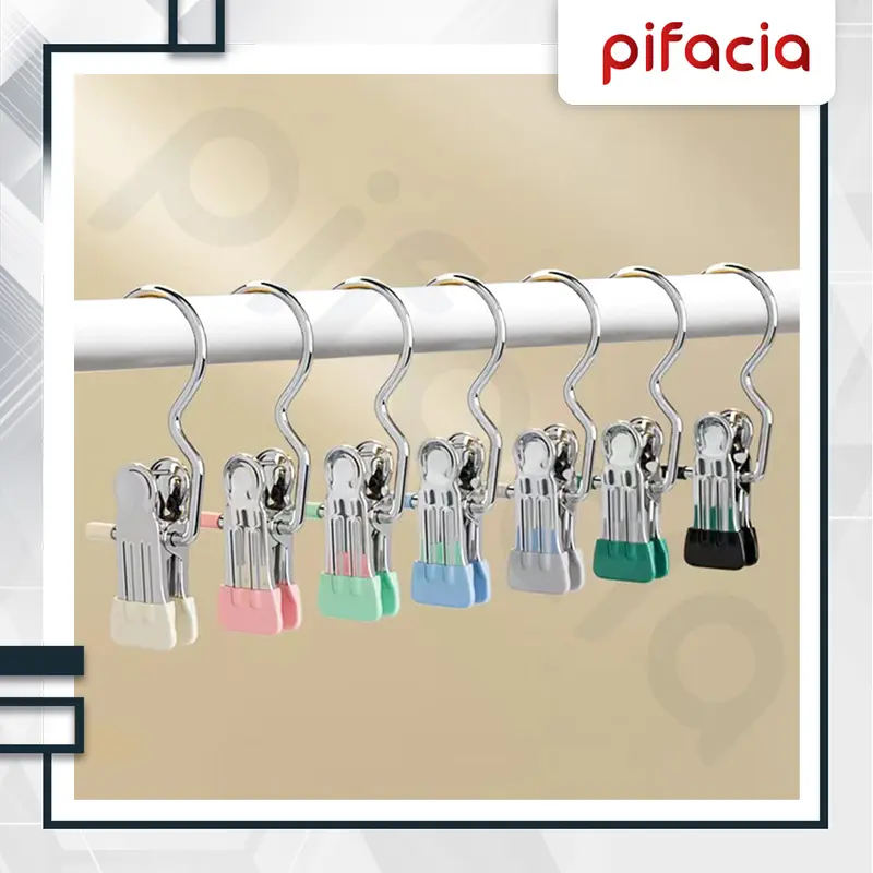 PIFACIA Tiang Gantungan Baju Free 5 Penjepit Baju Tiang Gorden Shower Kamar Mandi Rak Baju Lemari 3