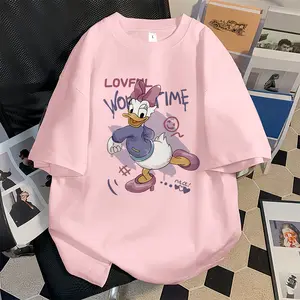 Rossie Kaos Oversize Wanita Lengan Pendek | Print Cartoon Duck l Kaos Cotton Combed Kartun Style | Baju Atasan Wanita T Shirt Unisex
