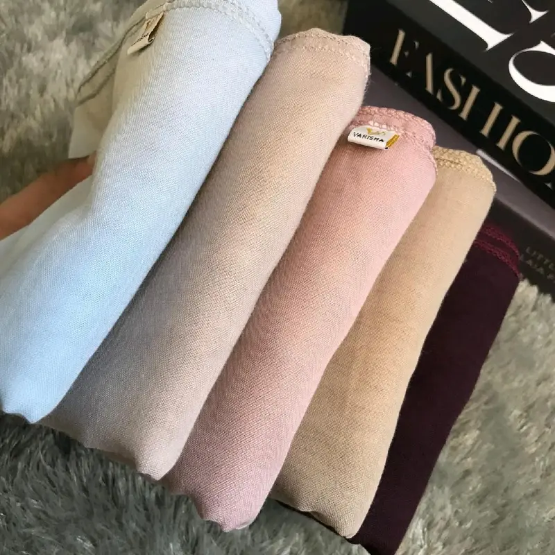 Hijab Segiempat Paris Premium Berkualitas Tinggi Katun Viskosa Lembut Nyaman Kerudung Wanita Muslim Dewasa Square Tebal Instan hijab pashmina segi empat - finishing jahit tepi 4