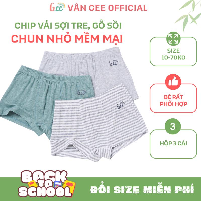 Quần chip bé trai, quần lót, set 3 quần sịp bé trai gỗ sồi, sợi tre mềm mại co dãn bé mặc thoải mái cả ngày