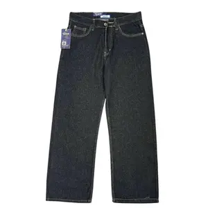 JINSYOU - Celana Jeans Wide Leg Wisker Lebar Gombrang Garment Loose fit jumbo big keren Bahan Denim Nyaman Oversize panjang santai Dark Casual