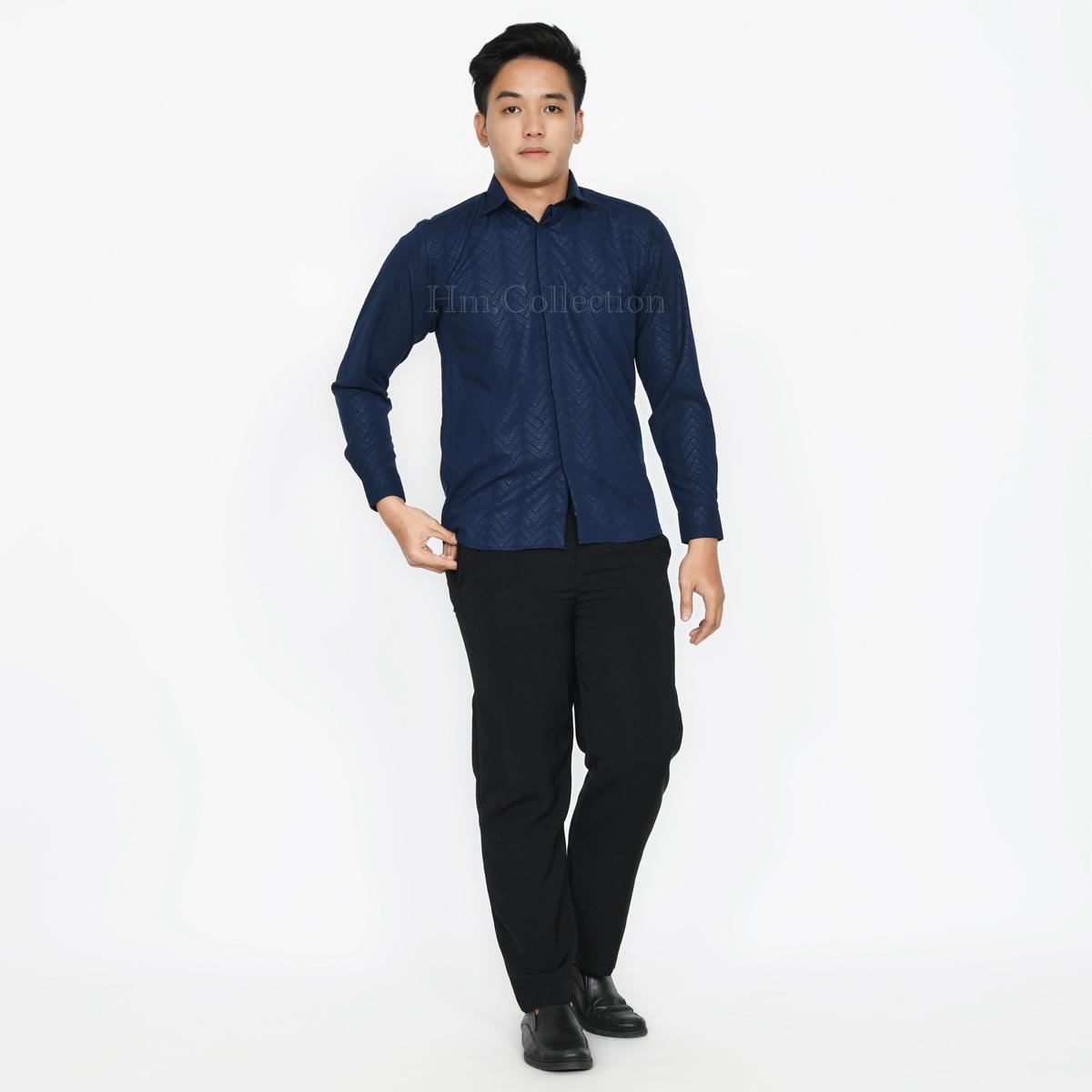 HM - Kemeja Zafar -  Baju lebaran 2025 pria atasan dewasa Kerah premium Lengan panjang sultan Muslim style elegan  Formal mewah terbaru Katun Embos Simple Motif minimalis Nyaman kekinian Hitam Slimfit Batik Koko bajukoko pria