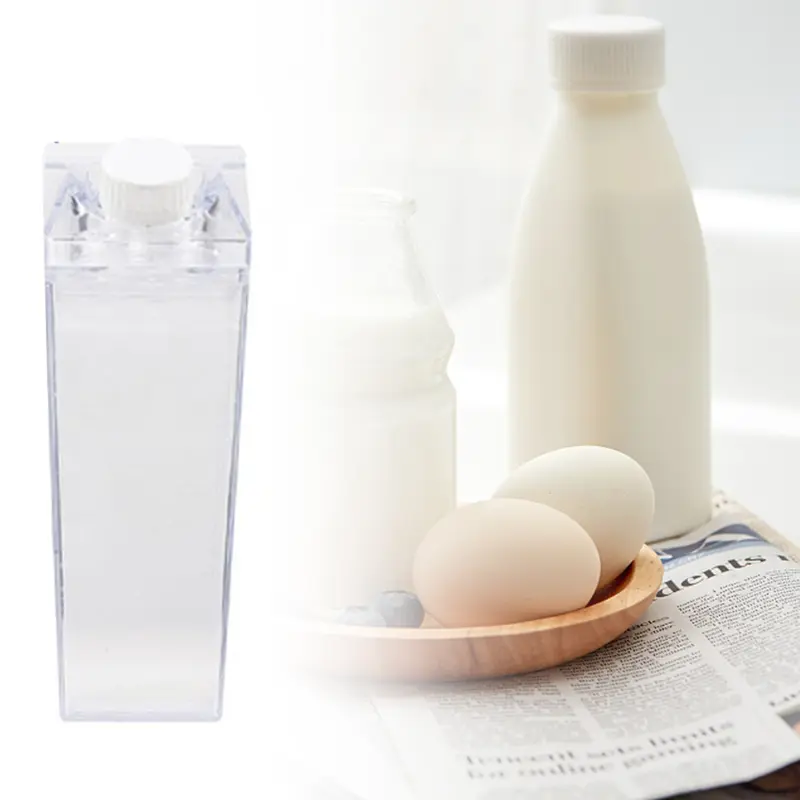 Bình Nước Carton Sữa, Dung Tích Lớn 500ml, Cầm Tay, Bình Nhựa, Thích Hợp Cho Trà, Nước Trái Cây, Trong Suốt, Lý Tưởng Cho Các Hoạt Động Ngoài Trời, Bình Sữa 2