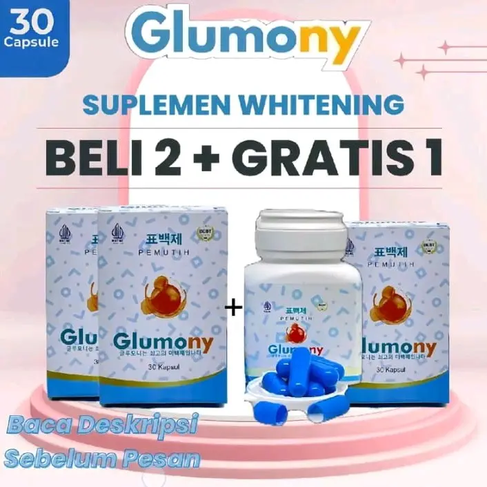 BEST SELLER (PROMO BIG SHELL PAKET 2 BUY 1 BOTOL ) GLUMONY Pemutih Badan Cepat PRIA / WANITA BPOM Pil Pemutih Kulit Ampuh Banget Dalam 7 Hari Mengandung Collagen whitening 10x Lebih Cepat