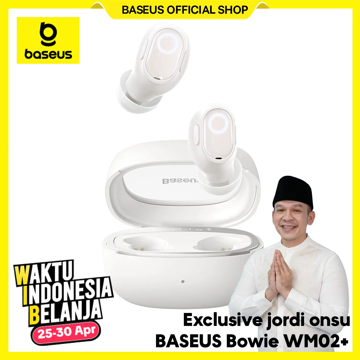 Baseus WM02 Plus Headset Bluetooth TWS Wireless Earphone Bluetooth Mini Earbuds Handsfree Headphones Telepon