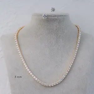 Vier Edition by Vier Jewellery Tennis Set Perhiasan 17615, 17616 & 17617 Kalung Full Diamond Ukuran 2mm 3mm 4mm Zirconia Necklace