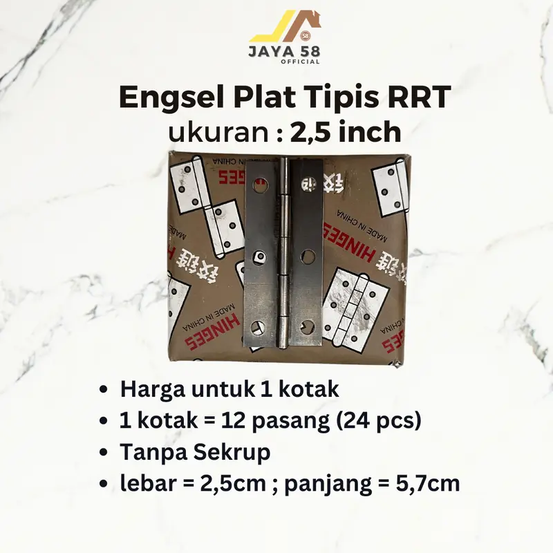 [1 kotak 24 pcs] Engsel Tipis Plat Besi Engsel Kupu RRT 1.5" 2" 2.5" 3" 4" Inch Engsel Lemari Kecil 5