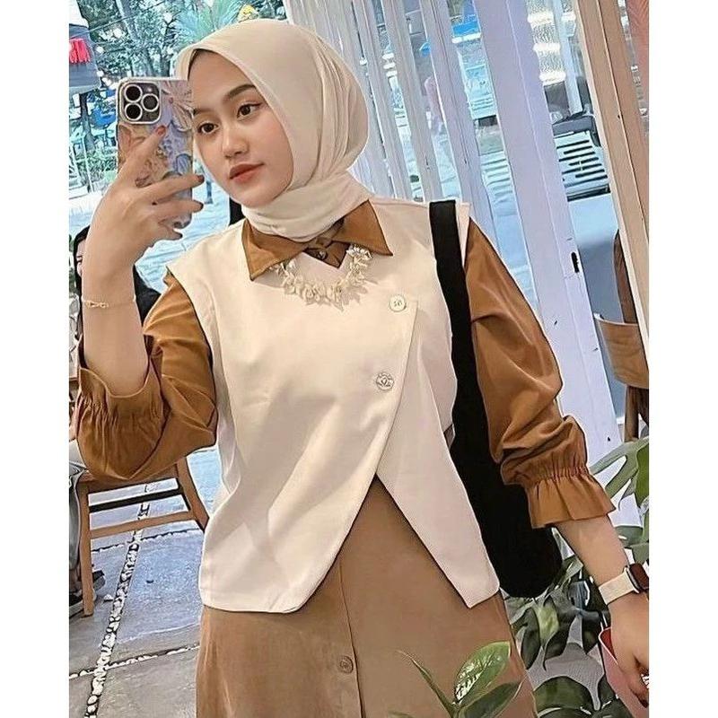 Product Introduction of Syifa Kemeja Rompi Basic Wanita Vest Premium Kancing Busui Atasan Casual women 23