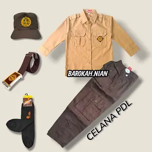 Barokah.Nian Setelan Seragam Sekolah SD Pramuka Baju Penggalang Lengan Panjang Celana PDL Panjang Lengkap Aksesoris Kelas 1-6 SD Fashion