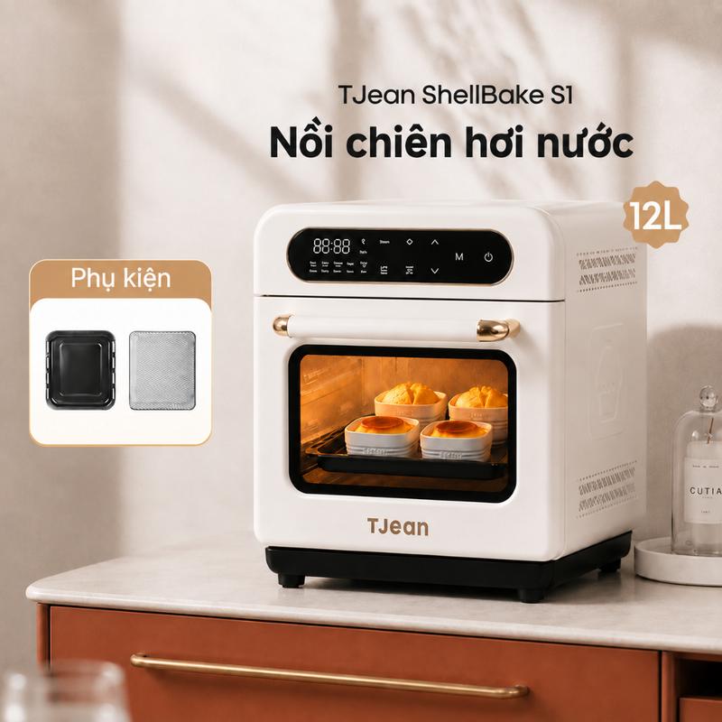 TJean lò nướng hơi nước không dầu 12L steam oven lò nướng Nồi Hấp Điện đa chế độ nấu cài sẵn(12 tháng)