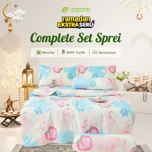 WORLDHOME Set Sprei Selimut Kain Microtex Anti Luntur Berkualitas Tinggi Nyaman Dipakai | Set Sprei Selimut Tipis [10]