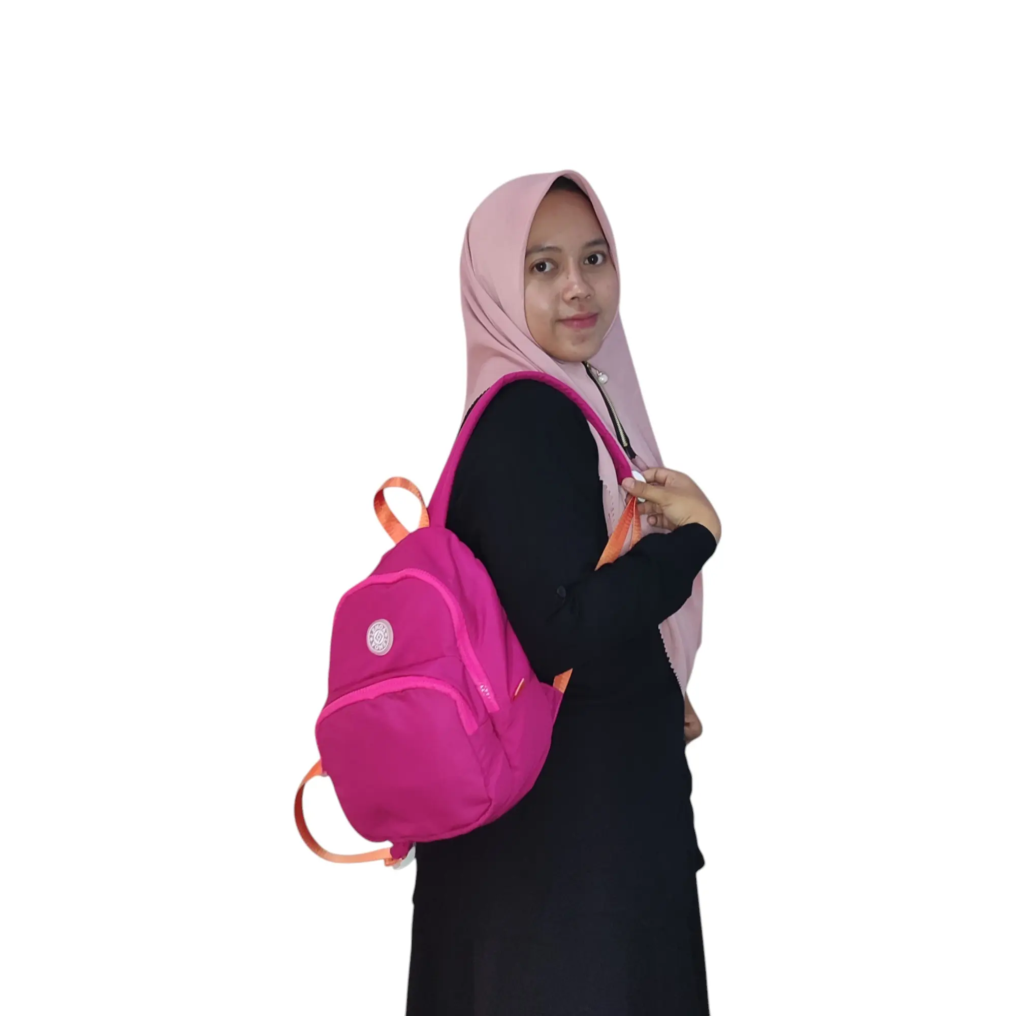 Lenoa Dinky Basic Tas Ransel Mini Lucu Wanita Sekolah bahan microfiber RJN Warna Fuschia Korean Style Backpack