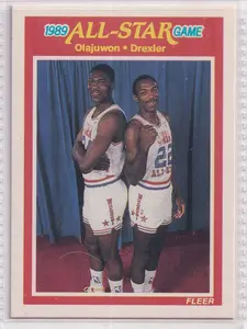 1989-90 Fleer #164 All-Star Game Hakeem Olajuwon, Clyde Drexler