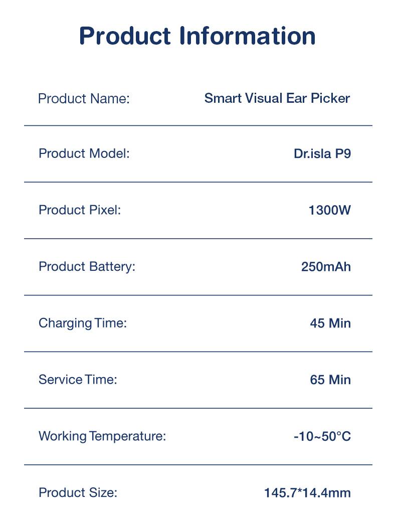 Dr.isla Pembersih Telinga Korek Kuping Kamera 1300W Piksel Dilengkapi dengan fungsi desinfeksi UV Basis pengisian daya smart Visual Ear Stick LED HD EndoscopeWIFI waterproof earpick bayi Endoscope P9 Removal Cleaning
