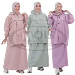 Jas Hujan Stelan rok wanita& Dewasa bahan tebal lentur & elastis