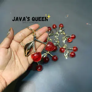 Javas Queen Gantungan Kunci Tas Wanita Lucu Buah Chery Aestetik Tintanium