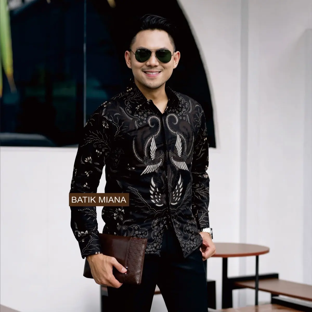 Kemeja Batik Pria SAWONGGALING Katun Halus Berfuring Baju Keren Lengan Panjang Slim Fit Kancing Dalam Pendek Motif Hitam Size M L XL XXL Seragam Batik Solo Nyaman Tangan Coklat outfit Kondangan