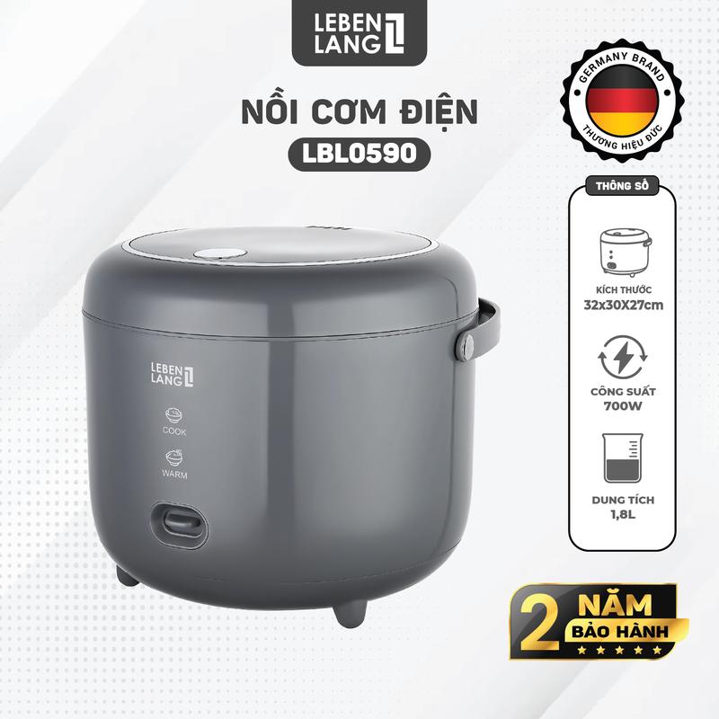 Nồi Cơm Điện Lebenlang LBL0590, Lòng nồi vân đá chống dính, Dung tích 1.8L, Công Suất 700W