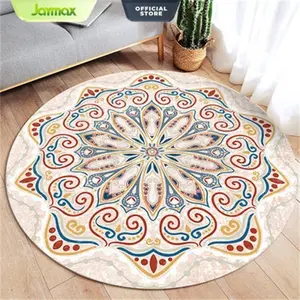 Karpet Lantai Motif Aesthetic Minimalis Karpet Bulat Polyester 90x90 & 120x120cm Karpet Bundar Anti Slip