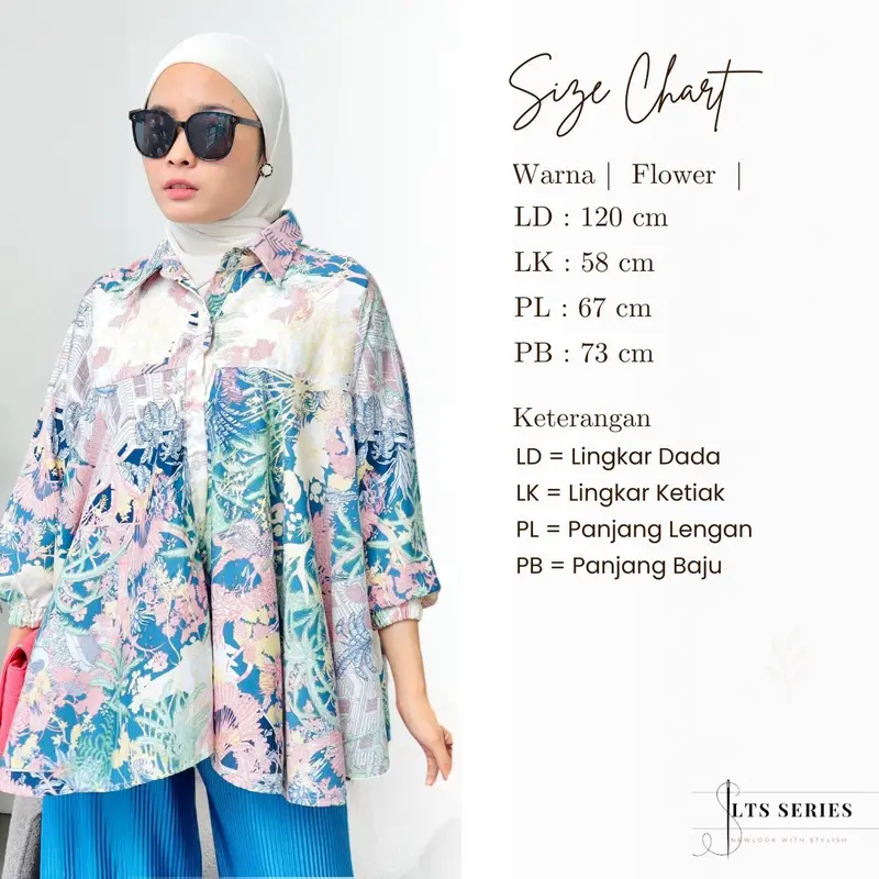 ILTS Kemeja Wanita Oversize Kekinian Bahan Silk Motif Babydoll 1