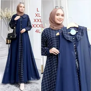 Gamis Jumbo Iner+outer Katun/Ceruty Up To Ld 140 - Gamis Wanita Dewasa Syari Maxi
