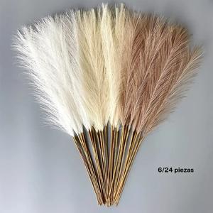 Decoraciones de césped artificial estilo boho, 6/24 piezas en colores mixtos, plantas falsas esponjosas para rellenar jarrones, decoración del hogar, bodas y festivales
