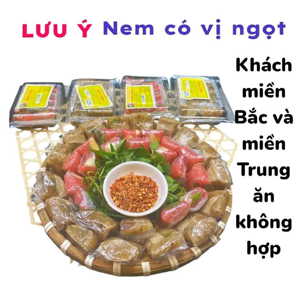 7 Hộp Nem Chua - Nem Bì Lai Vung - Đặc Sản Miền Tây - Hộp 10 Chiếc Ăn Vặt - Nem 160gram/ Bì 180gram