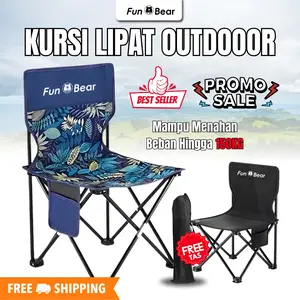 Fun Bear Kursi Lipat Outdoor Portable Kursi Mancing Lipat Lipat Camping Kuat Menahan Beban 150KG Free Tas & Free Shipping Promo Sale Best Seller