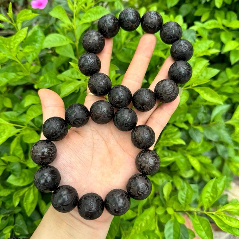 Vòng tay gỗ mun sừng chìm nuớc đen bóng size 6-20 mm phong thuỷ trang sức  Đeo Tay Phụ Kiện Hoa 1