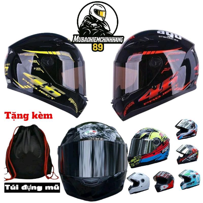 AGU Mũ bảo hiểm Full Face 1 kính A138 Tem Helmet Chất liệu ABS bền chống va đập Tặng túi đựng mũ Đa năng chống nắng UV
