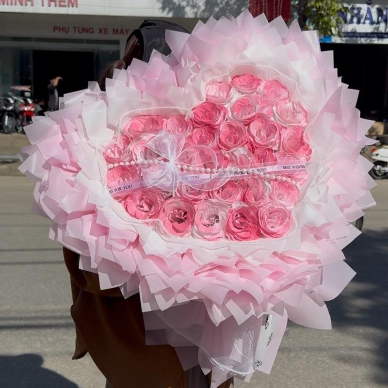  Bó hoa NHŨ CÔNG CHÚA GIẤY TO BỒNG BỀNH màu HỒNG GALAXY decor phòng quà tặng Trang Trí Nhà bó  hoa 